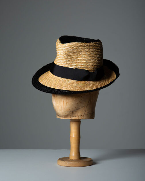 David Dunkley Fine Millinery King's Plate 2023 Black and Natural Straw Milan Hat Millinery hat shop Toronto 224A8812 copy sm