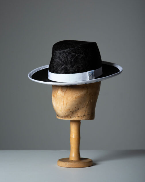 David-Dunkley-Fine-Millinery-King's-Plate-2023-Whitney-Linen-Panama-Hat-tilt-Millinery-hat-shop-Toronto